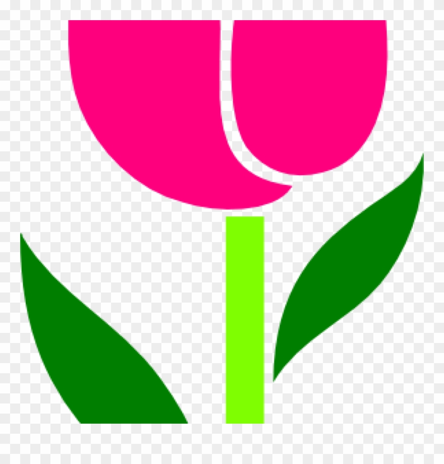 Tulip Clipart Pink Leaves Askew Clip Art At Clker Vector - Clip Art - Png Download