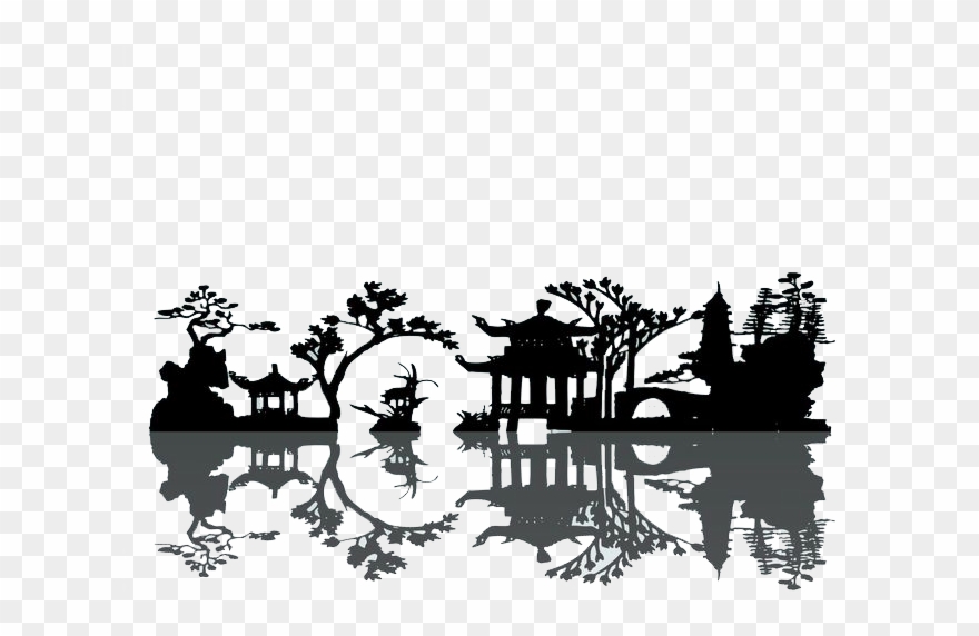 China Silhouette Landscape Painting Chinese Wind Courtyard - Korean Pentecost And The Sufferings Which Followed Clipart