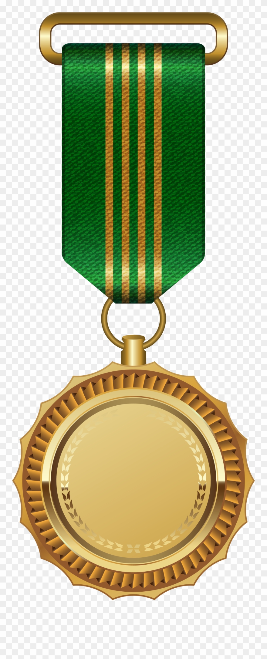 New Gold Medal Png Clipart - Medal With Green Ribbon Transparent Png