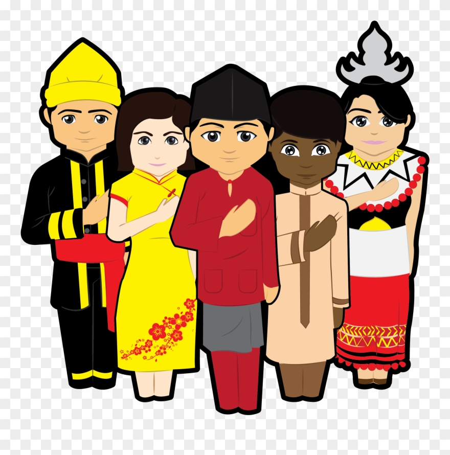 Malaysian Culture Logo Character, Character Design, - Malaysian People Cartoon Clipart