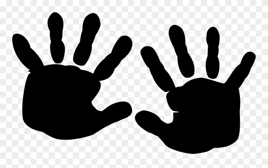 Silhouette Finger Printing Hand Black - Baby Hands Clipart - Png Download