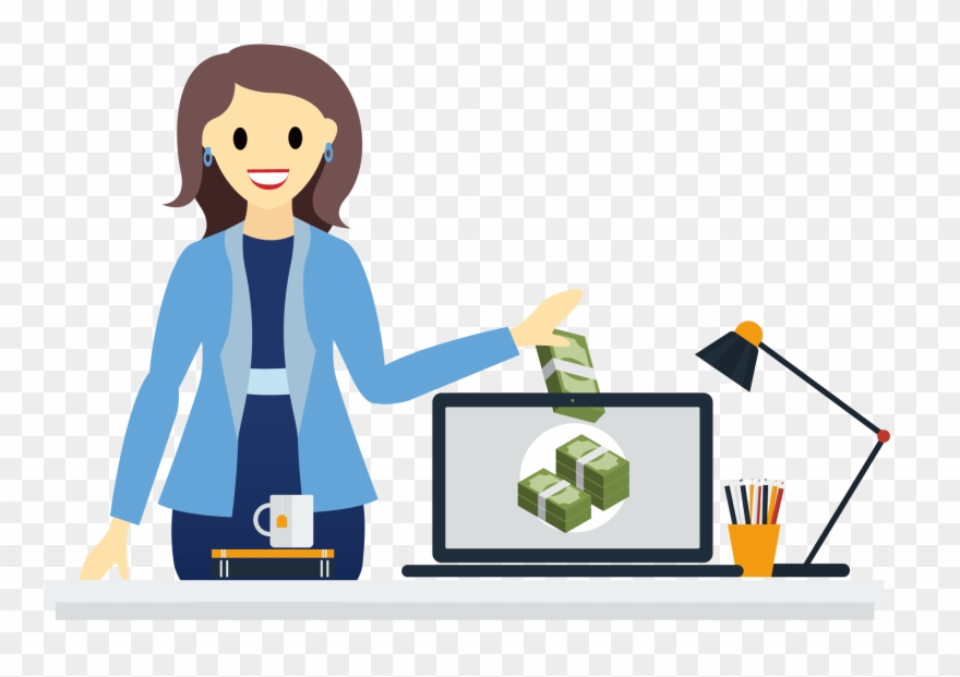 Sofia Drops Bundled Stacks Of Cash Into Her Laptop - Laptop Clipart