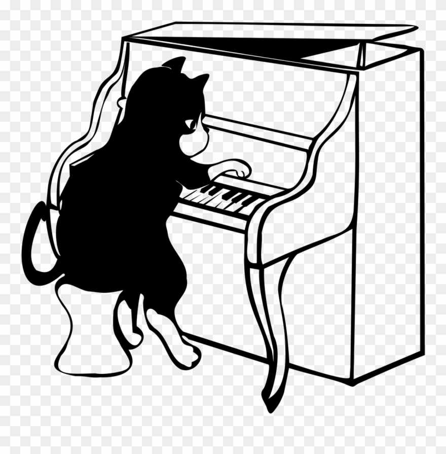 Flute Clipart Jazz Piano - Jazz Cat Piano - Png Download