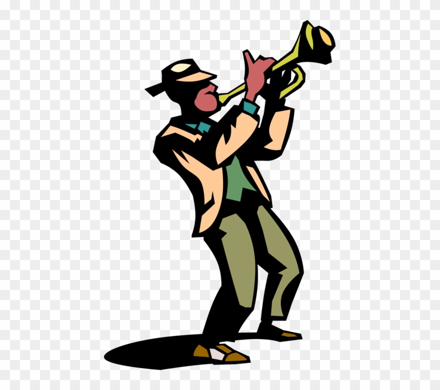 Vector Illustration Of Jazz Musician Plays Trumpet - Jazz Musician Clip Art - Png Download