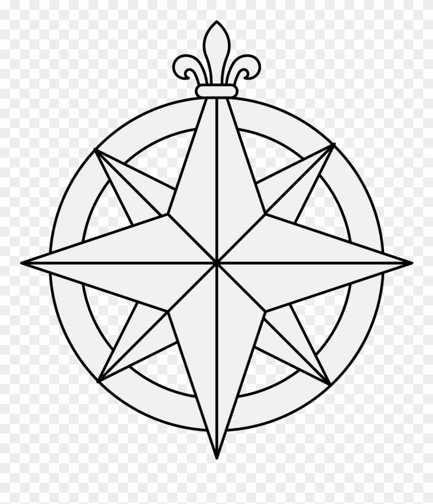 Compass Rose - Line Drawing Compass Rose Clipart
