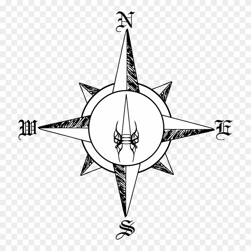 Medium Image - Vintage Compass Rose Transparent Clipart