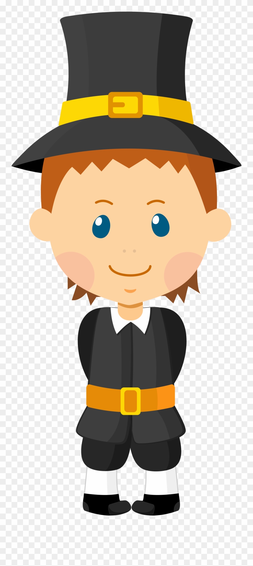 Cartoon Pilgrims Male Clipart