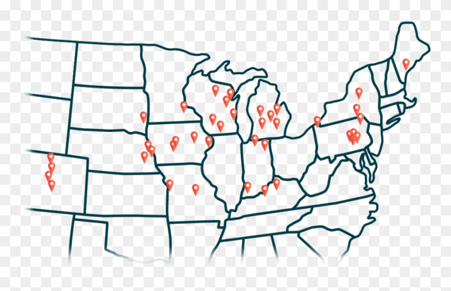 40 Convenient Locations - Simple Maps Of Usa Clipart