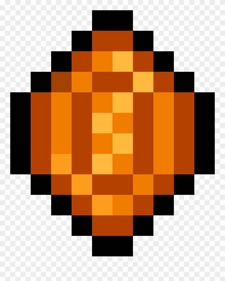 Pixel Orange Gem - Heart Minecraft Clipart