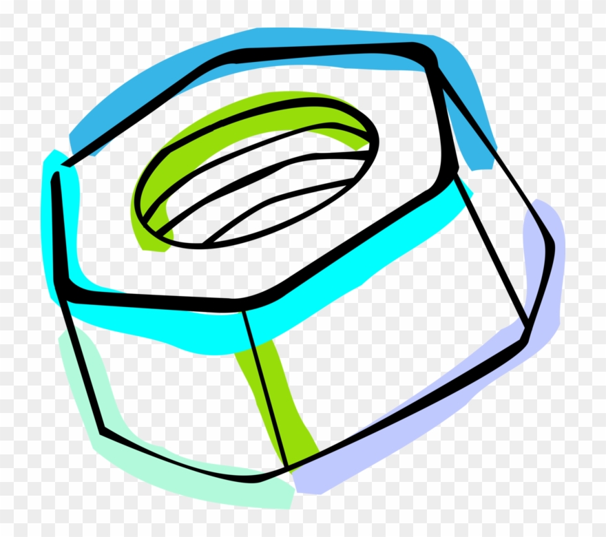 Vector Illustration Of Lock Nut Bolt Threaded Hardware Clipart