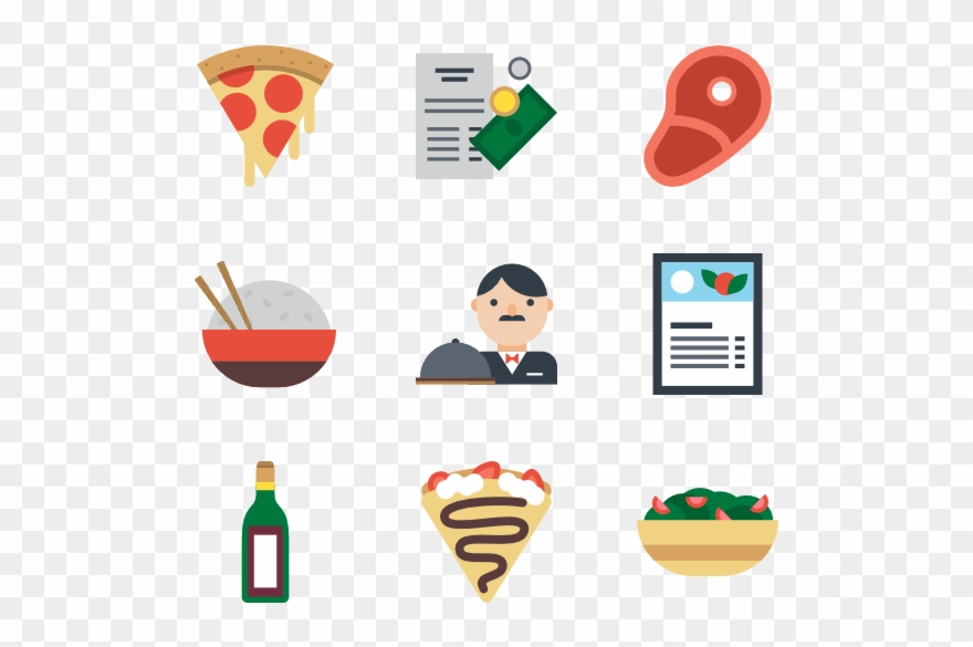 Dinner Vector Flat Design - Eat Flat Icon Clipart