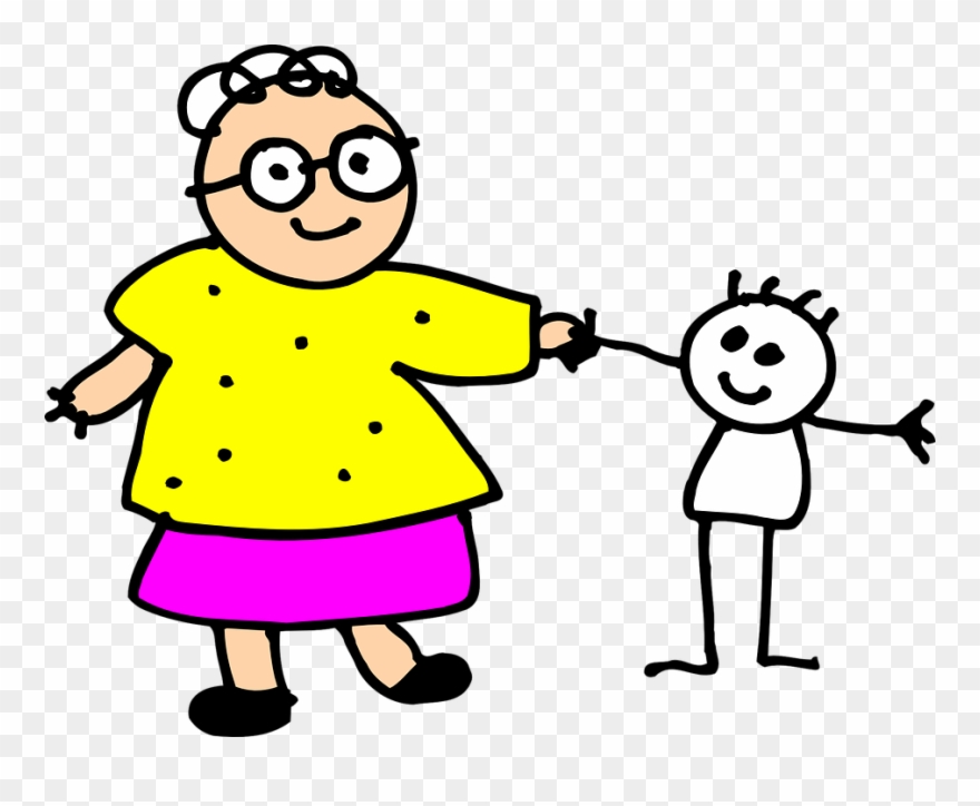 Cartoon Boy And Grandma Clipart
