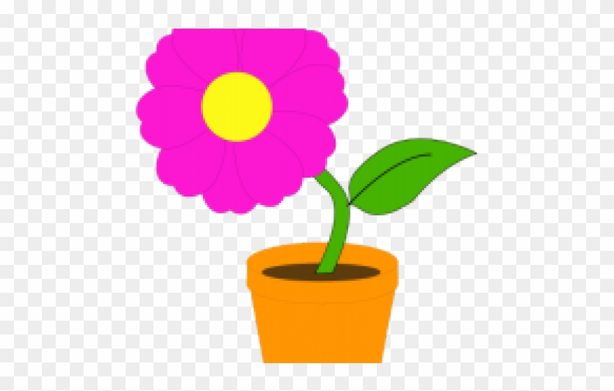 Pot Plant Clipart Bucket Flower - Flower In A Pot Clipart - Png Download