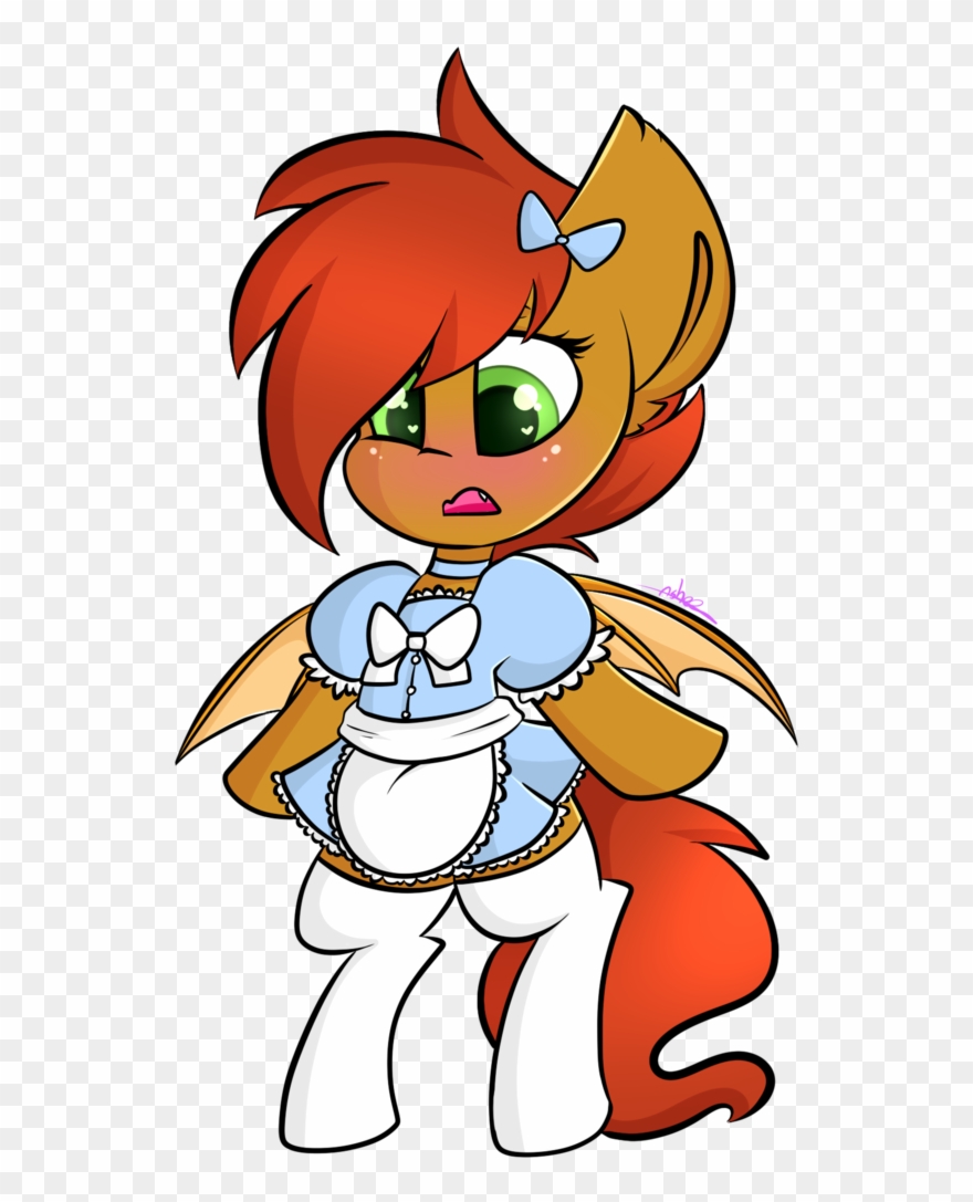 Ashee, Bat Pony, Blushing, Bow, Clothes, Cute, Maid, - Cartoon Clipart