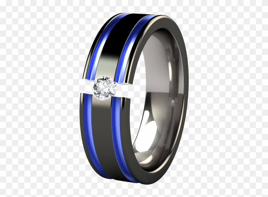 Mens Black And Blue Wedding Rings Abyss Colored - Titanium Solitaire Wedding Band Ring Clipart