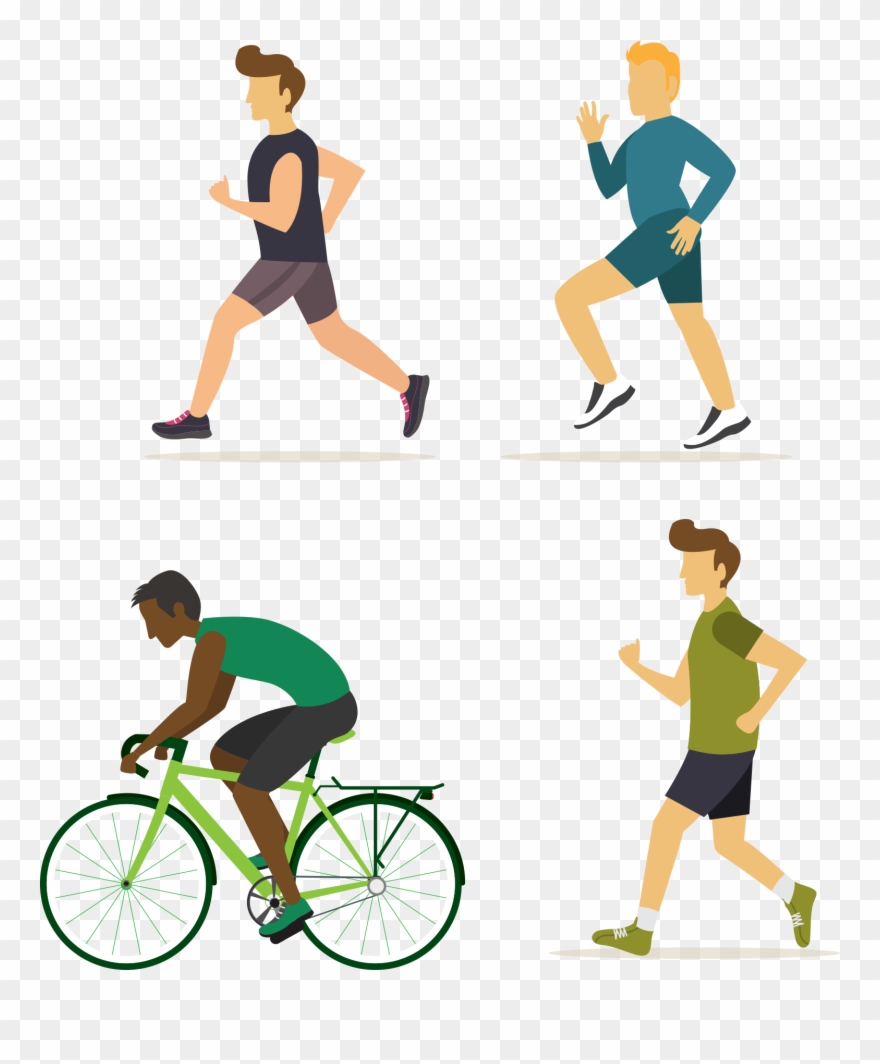Exercise Fitness Stretching Walking Man - Flat Icons Exercise Design Clipart