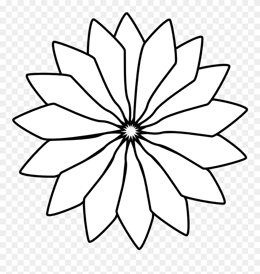 Red Flower Black White Line Art Flower Valentine 555px - Illustration Clipart