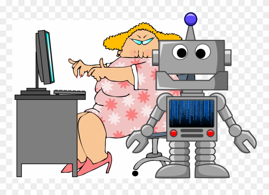 Preparing To Work With Rather Than Be Displaced By - Fat Lady On Computer Clipart