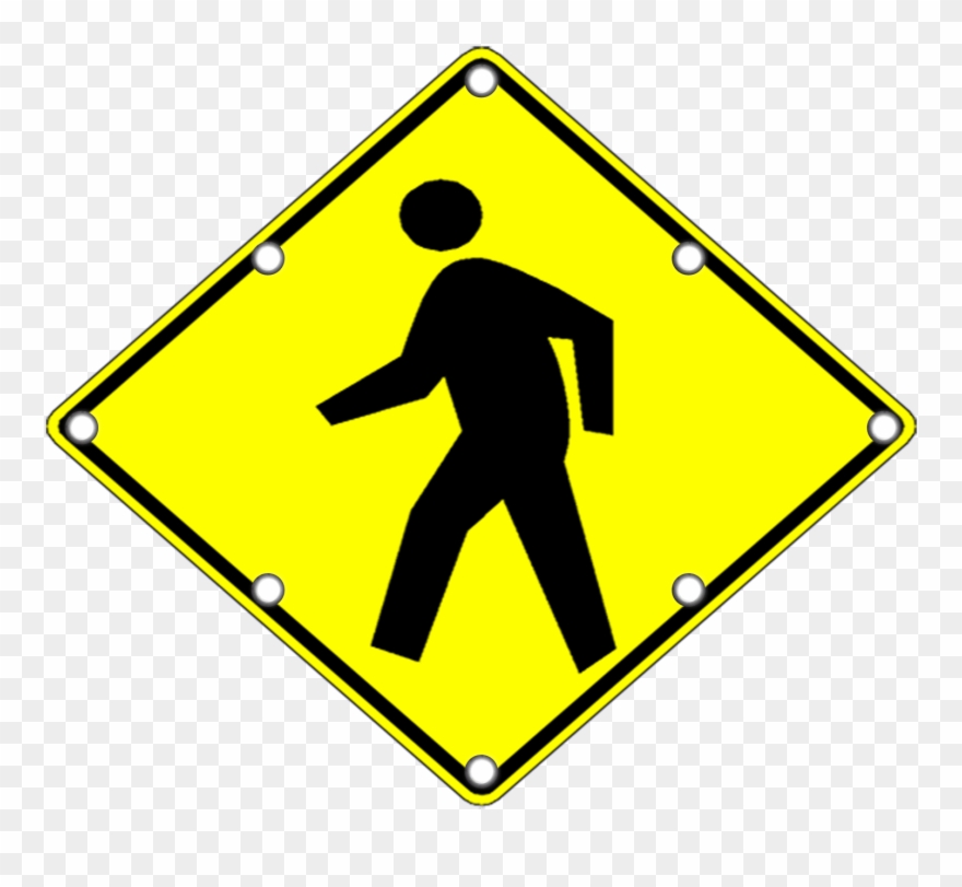 Flashing Pedestrian Crossing Sign W11 2 Sign - Pedestrian Crossing Sign Clipart