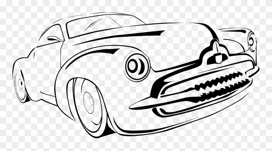 Clipart - Classic Car Line Art - Png Download