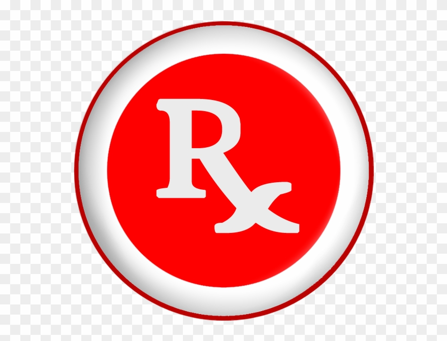 Rx Prescription Symbol Red Art - Circle Clipart