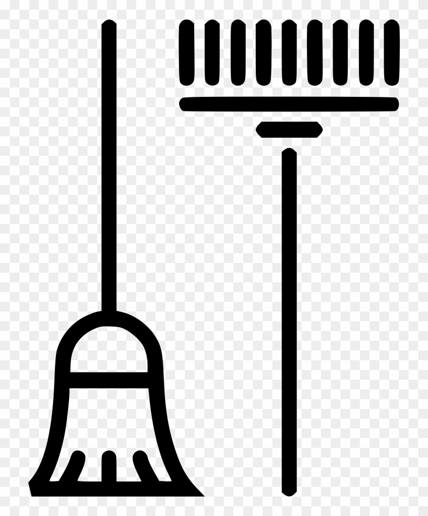 Rake And Broom Comments - Housekeeping Line Icon Clipart