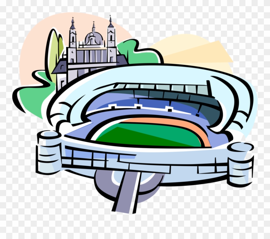 Vector Illustration Of Bernabeu Sports Stadium, Madrid, - Bernabeu Stadium Cartoon Clipart