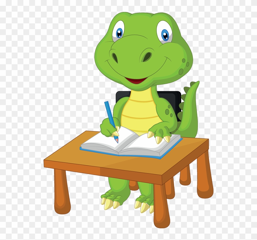 Our Safety - Dinosaur Studying Clipart