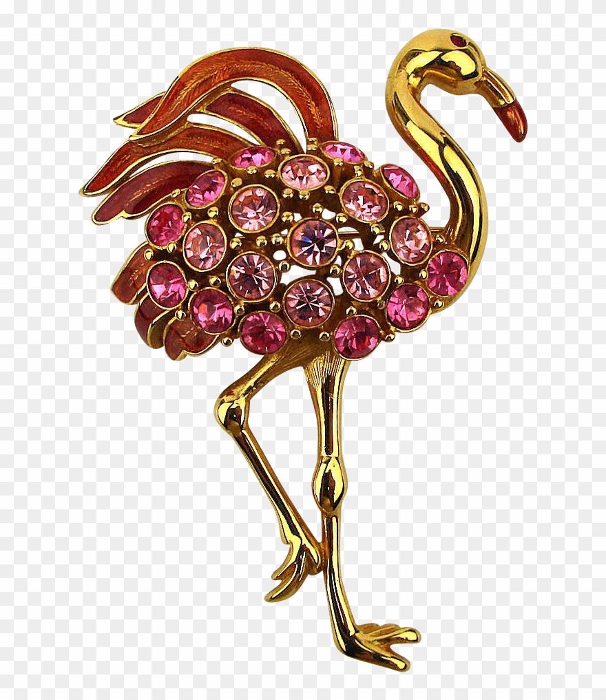 Vintage Trifari Rhinestone Pink Flamingo Pin Brooch - Swan Clipart