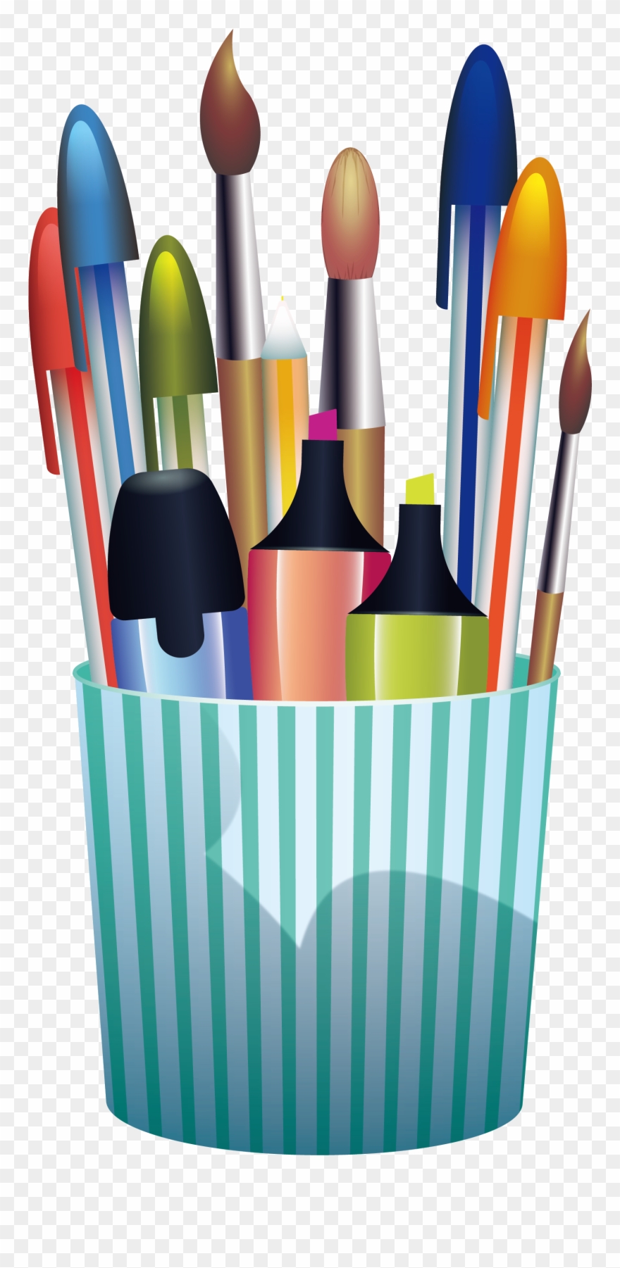 Picture Transparent Stock Clip Art Green Stripe Container - Pencil And Pen Clipart - Png Download