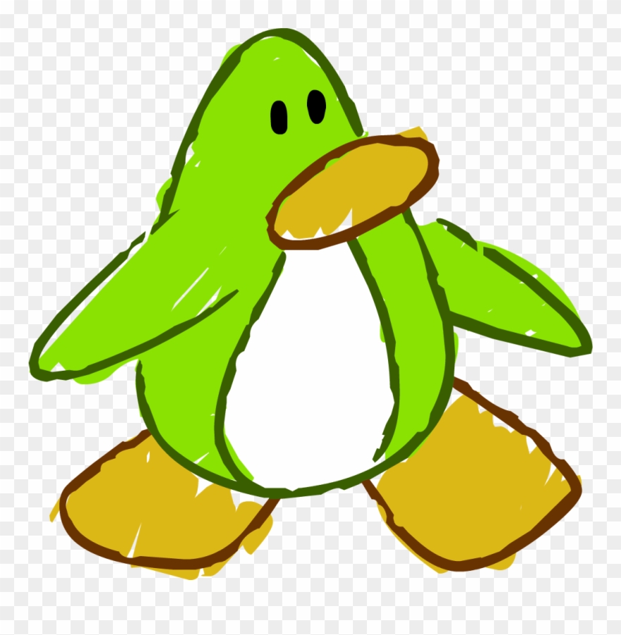 Doodle Dimension Penguin Lime Green - Club Penguin Orange Penguin Clipart