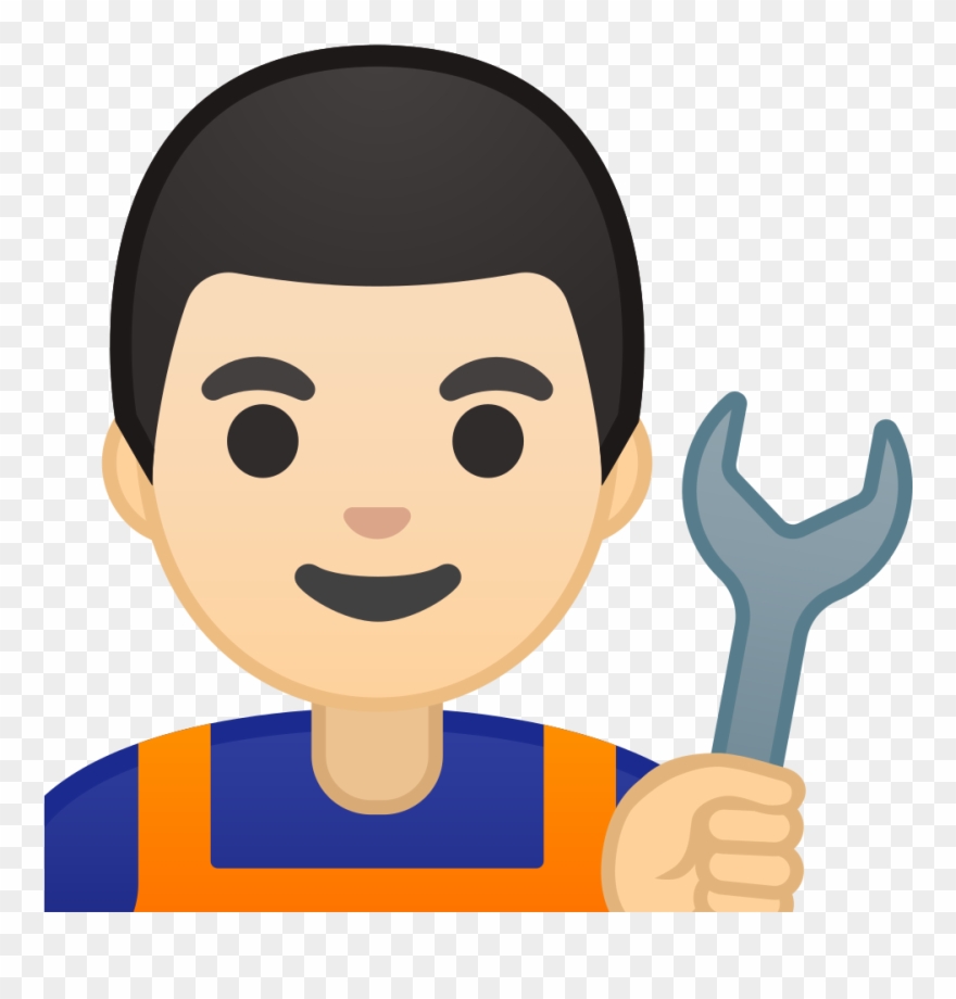 Man Mechanic Light Skin Tone Icon - Doctor Emoji Clipart
