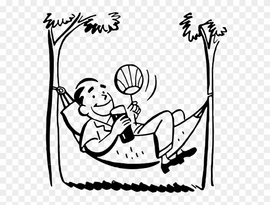 Relaxing Cartoon Black And White Clipart