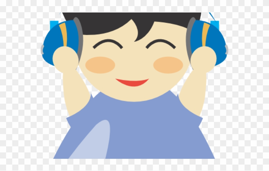 Headphone Clipart Boy - Desenho De Um Menino Ouvindo Musica - Png Download