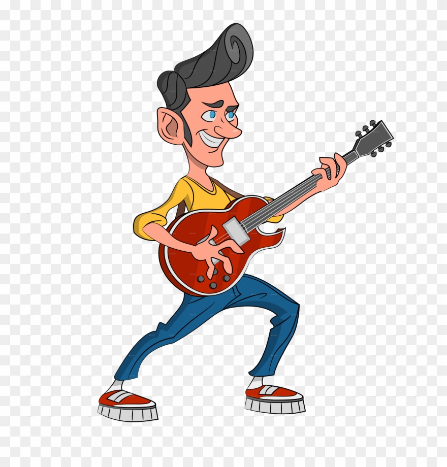 Banner Royalty Free Library Guitar Clipart Rockabilly - Cartoon Guitarist - Png Download