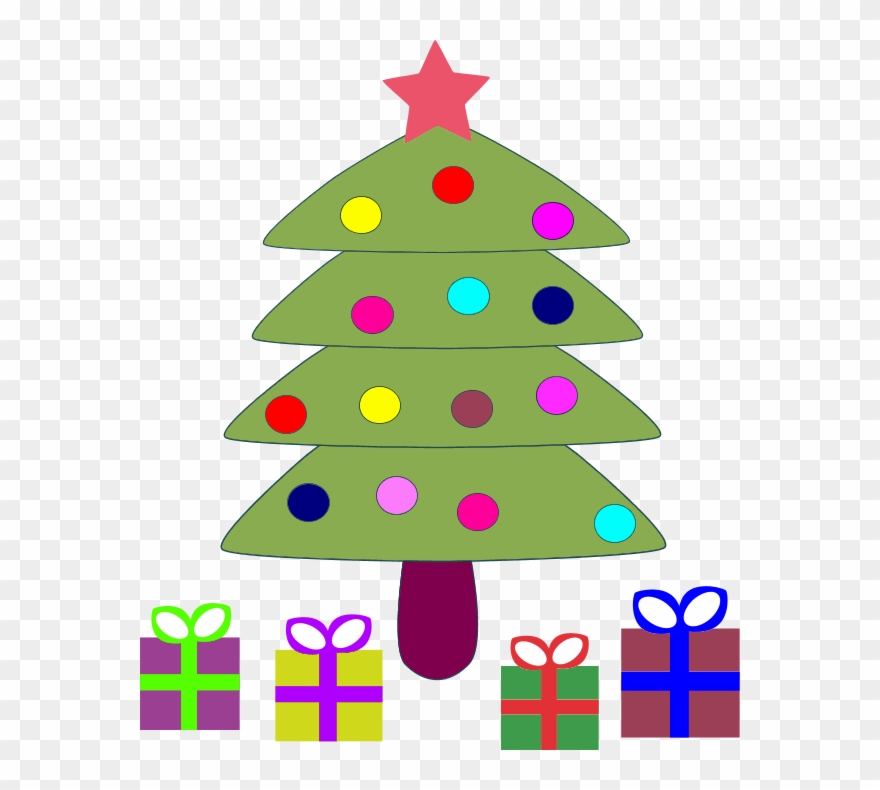 Come Along And Join Us For Mulled Wine And Mince Pies - Cartoon Christmas Tree With Presents Clipart