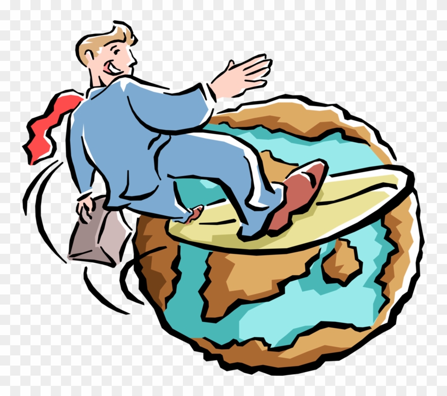 Vector Illustration Of Businessman Surfing The World - Surfing The World Wide Web Clipart