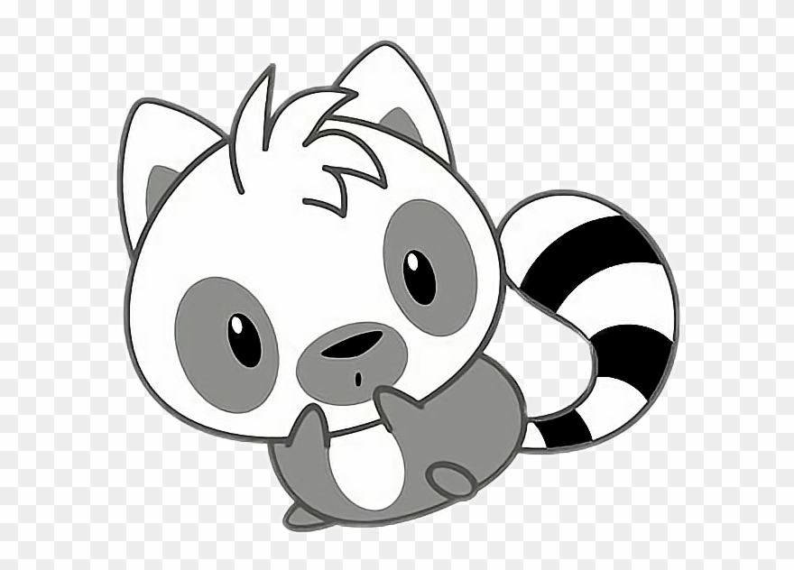 Freetoedit Cute Kawaii Racoon Grey White Black - Ring Tailed Lemur Drawing Clipart