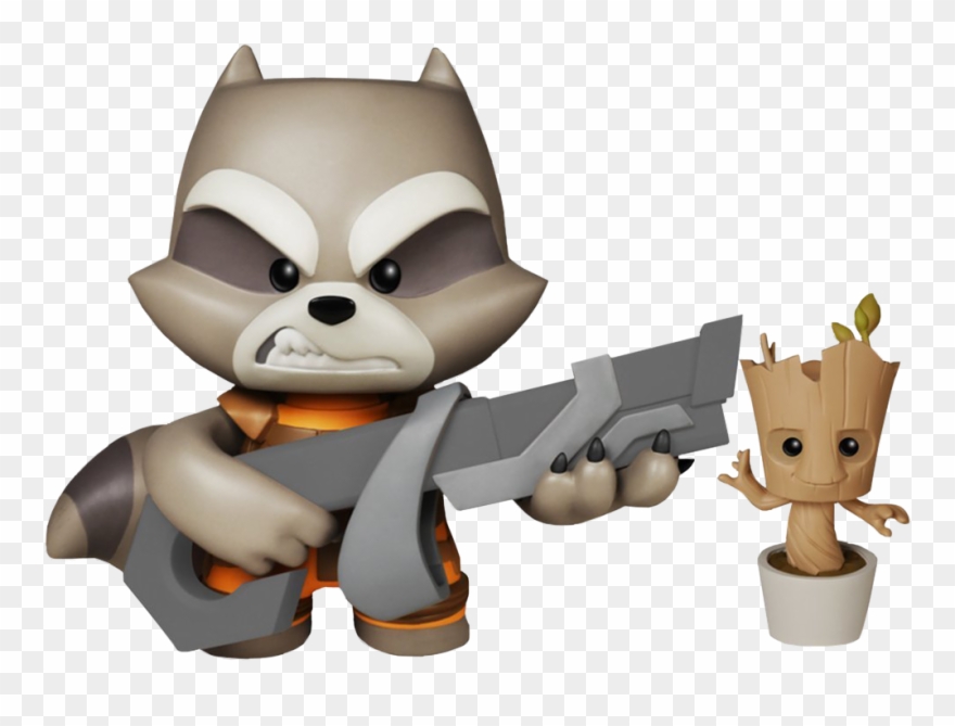 Rocket Raccoon With Potted Groot Super Deluxe Figure - Funko 👑 Vinyl Super Deluxe Clipart
