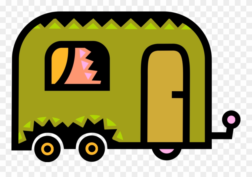 Vector Illustration Of Recreational Vehicle Camping Clipart