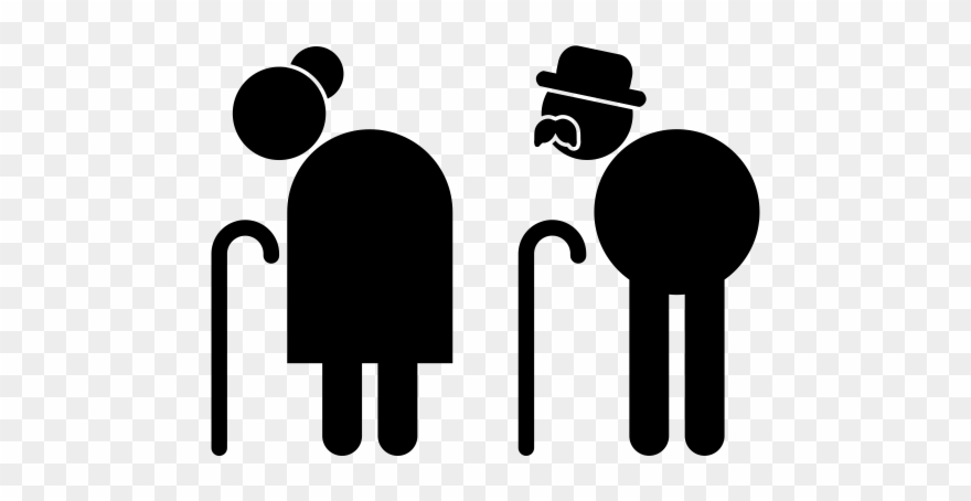 Elderly Couple Rubber Stamp - Rubber Stamping Clipart