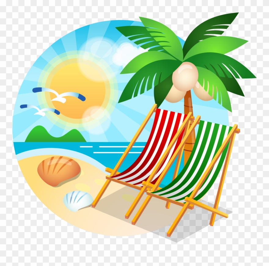 Vector Santa Summer Png Library Download - Beach Christmas Png Clipart