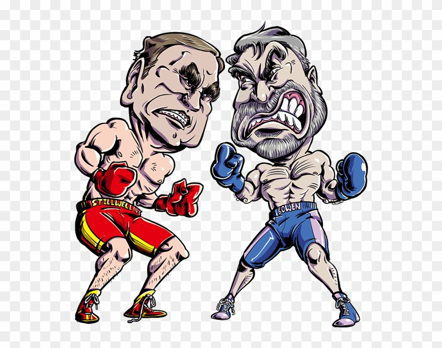 South Magazine Caricature - Battle Between Two People Clipart