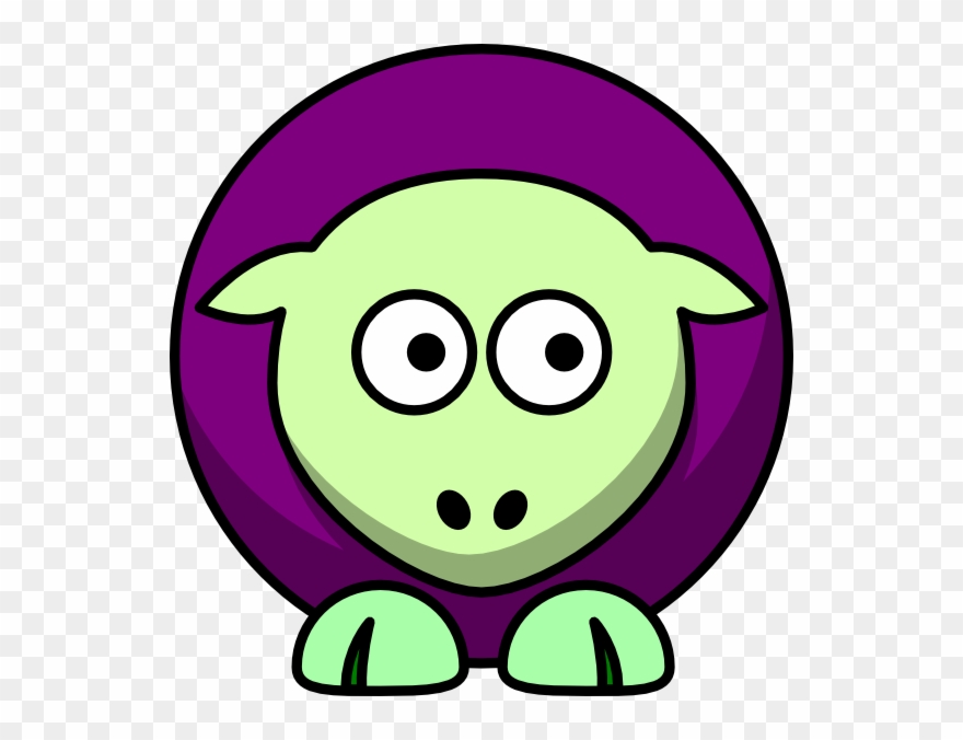 2 Toned Green And Purple Looking Right Clipart