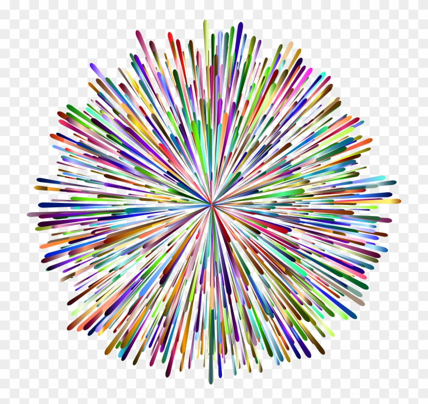 Fireworks Clip Rainbow - Rainbow Fireworks Transparent Background - Png Download