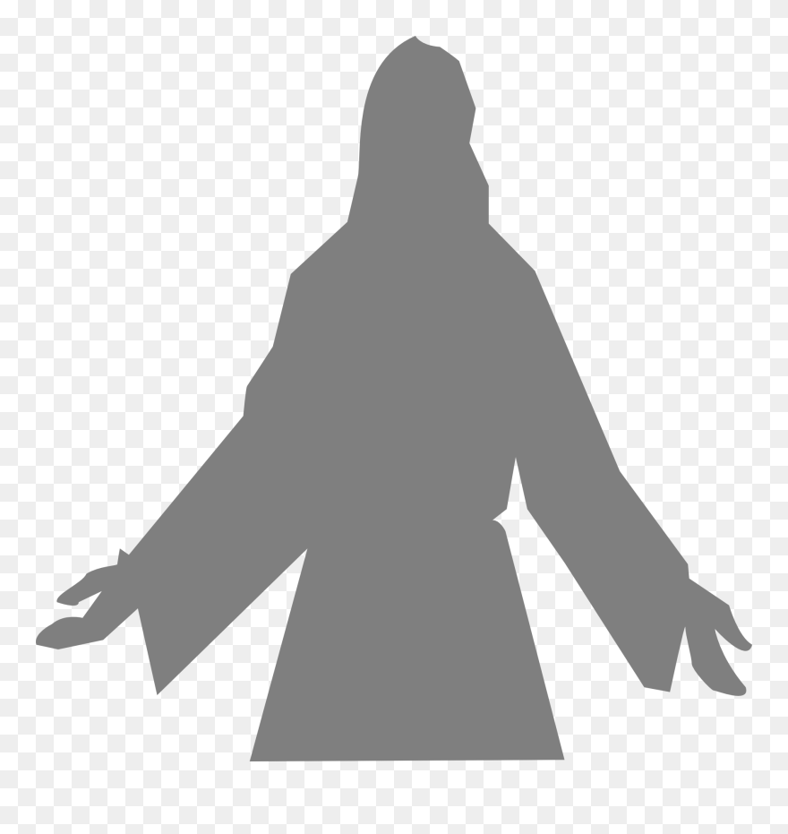 Gray Silhouette Clip Art - Jesus With Open Arms Silhouette - Png ...