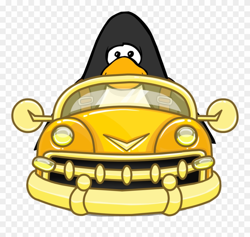 Golden Bumper Car On Player Card - Club Penguin Car Clipart