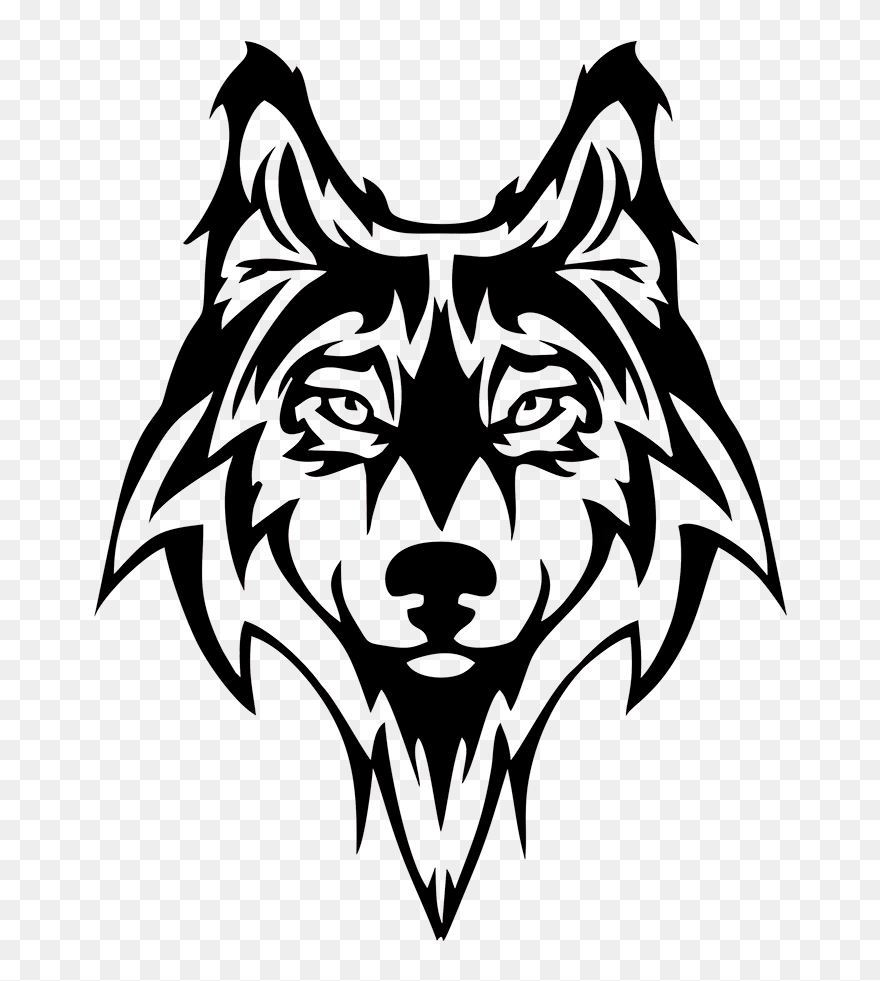 Wolf Dog Doggy - Wolf Head Silhouette Front Clipart