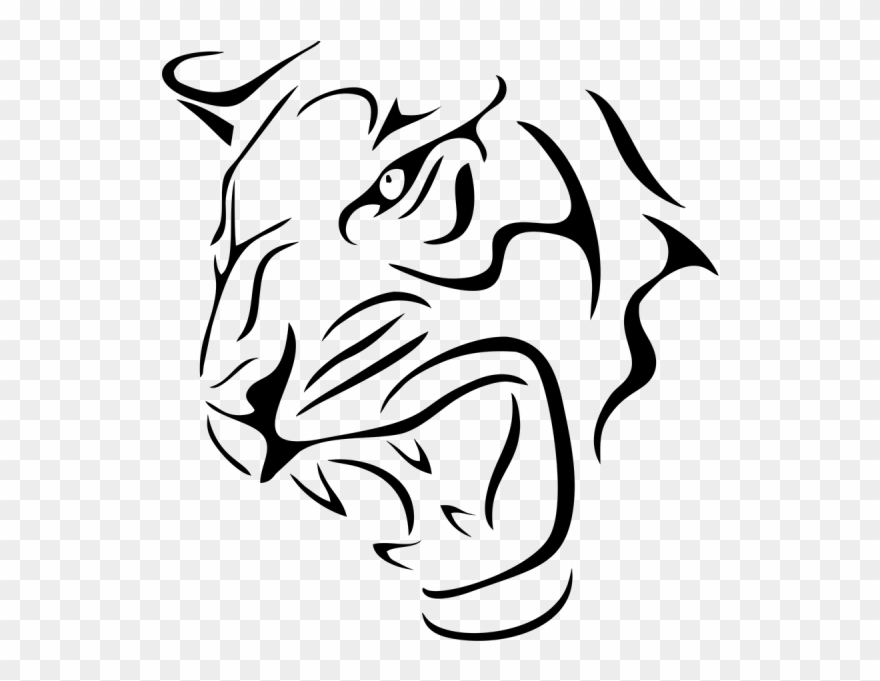 Tiger Head Decal - Sticker In Car Tiger Clipart