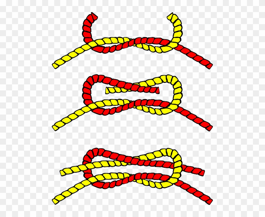 How To Tie A Square Knot - Make A Reef Knot Clipart